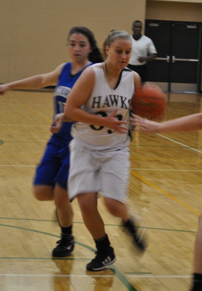 Caitlin Gillum driving for two points against Bandera