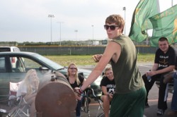 Senior Brandon Berger cooking some Burgers