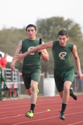 Daniel Camarillo handing off to Doug Hubnik during the heyday for Boy's Track and Field