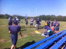 Warriors taking a water break at Spring Football practice