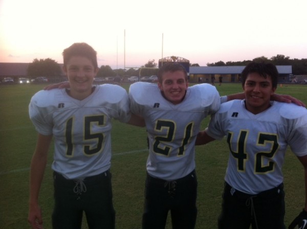 Mike Thorpe, Matt Adams, and Tim Romero pose after each having a improbable play in CL's comeback win