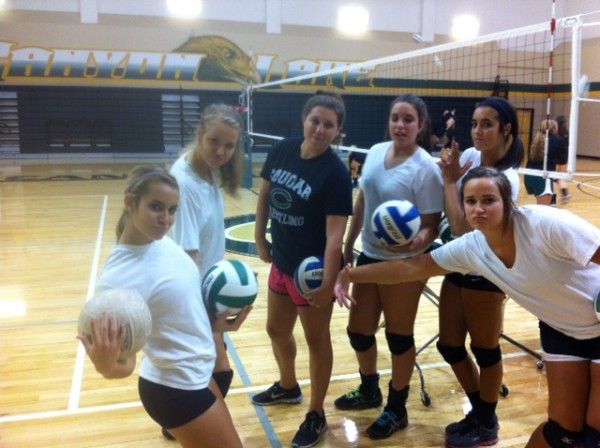 Alumni looking good before the game. (from left to right, Casidy Riccio, Logan Nease, Alyssa Drum, Reanne Wagliardo, Marisa Ellis, and Katie Williams)