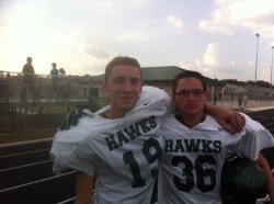 Tyler Shipman and Tyler McCleary after game with Somerset