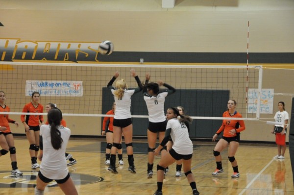 Hawks defending in game with Llano earlier this season.