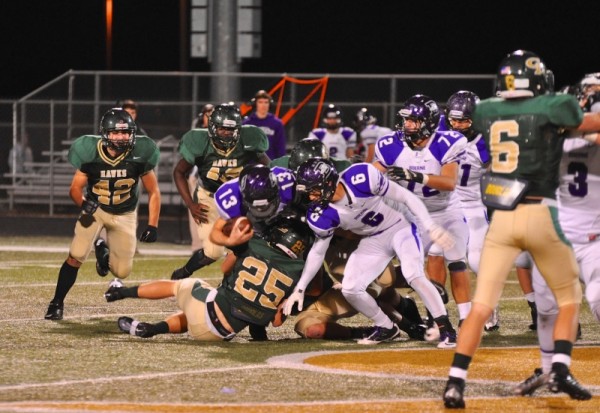 Dominic Theisz getting tackle against Boerne