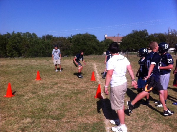 BCS Warriors working on drills during Spring Practice