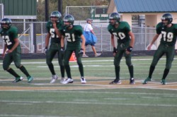 The Hawk Wall is ready from left to right: Javier Saucedo, Richard Rosas, Braden Duke, Joseph Crisp, and Bradley Adamson