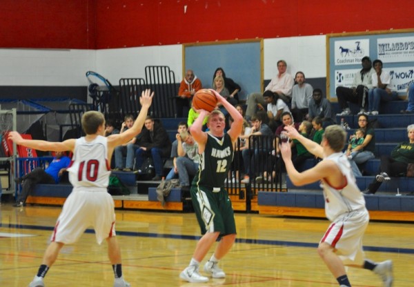 Junior Skyler Tschoepe readies for a 3 pointer