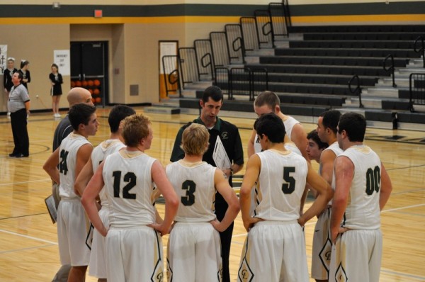 Hawks go over strategy during a time-out