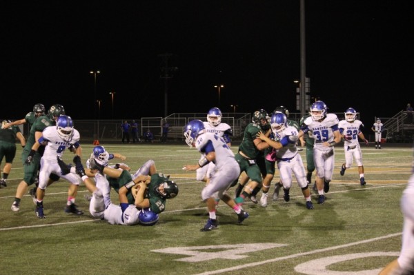 Senior Hayden DuBois running in the trenches