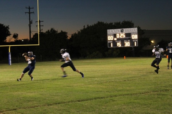 Spread Back Noah Boriack passing in a game with Veritas earlier this year