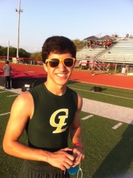 Austin Comacho smiles as he has 'Fun' with Hawk's Track Team