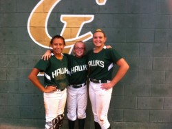 Marley Carrizales, Grace Hinze, and Maddy Puente pose after 10-4 Win over Canyon