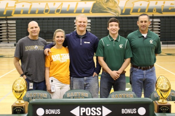 Dave and Kristi Kahill, Austin Kahil, Josh DeVries, and Head Coach Charley Drum