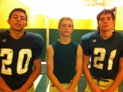 Tristan Chacon, Jacob Neel, and Trenton Lorett after win over Liberty Hill