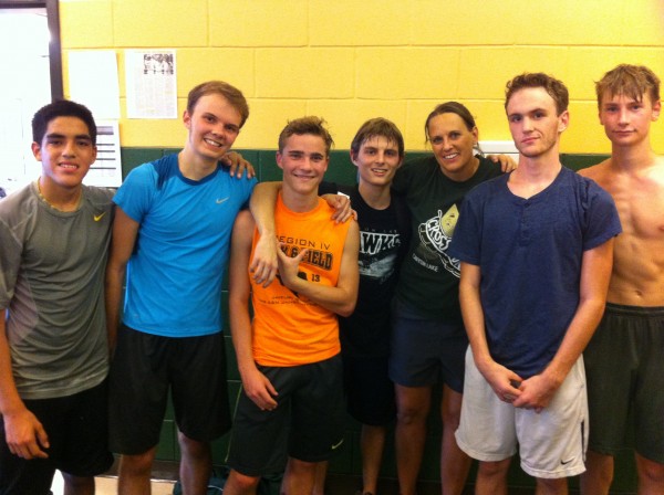 From Left to Right: Luis Juarez, Duncan Coleman, Calvin Graves, Wyatt Wiggins, Head Coach Mary Beth Gallagher, Ty Sexton, Reid Crownover, (not shown)-Adam Wiewel