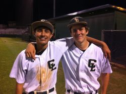 Nathan De Leon and Drew Tyra after game with Blanco