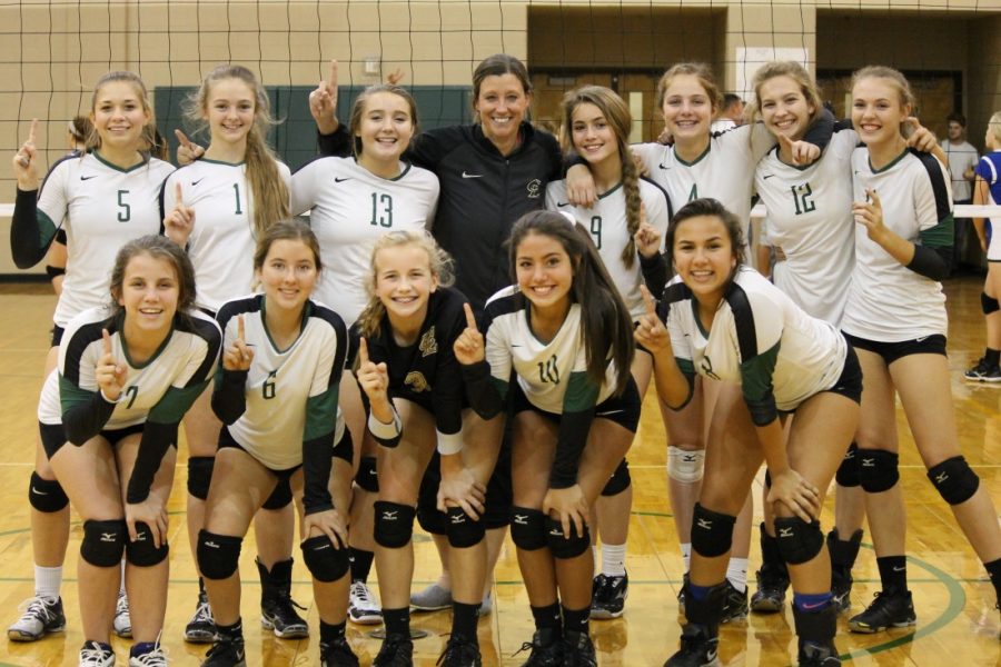 2016 District Champs (top row) Taylor Fillinger, Kalani Thorpe, Laney Heun, Coach Ridgeway, Alisia Niestemski, Cassidy Felps, Kayla Wunderlich, Caroline Kullberg (bottom row), Jade Lawless, Maddi Morris, Lainee Moses, Angelina Covarrubias,  and Dani Bear