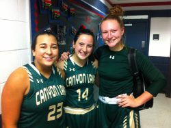 Alexa Ramos, Emily McDonal, and Reagan Heun after Win over Texans