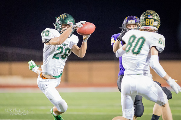 Trenton Lorett with an interception during first quarter against Liberty Hill