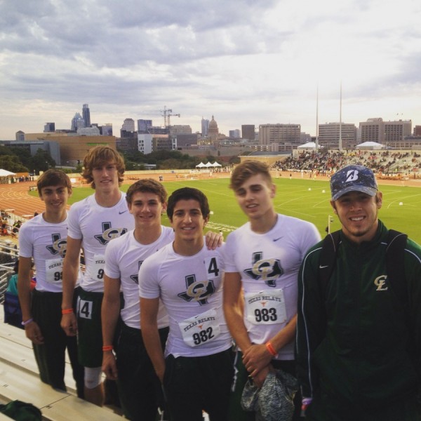 Hawk Relay Teams at Texas Relays Chance Martelli, Heath McDonough, Tanner Faris, Austin Camacho, Brandon Courtney (not pictured Lester Boehm